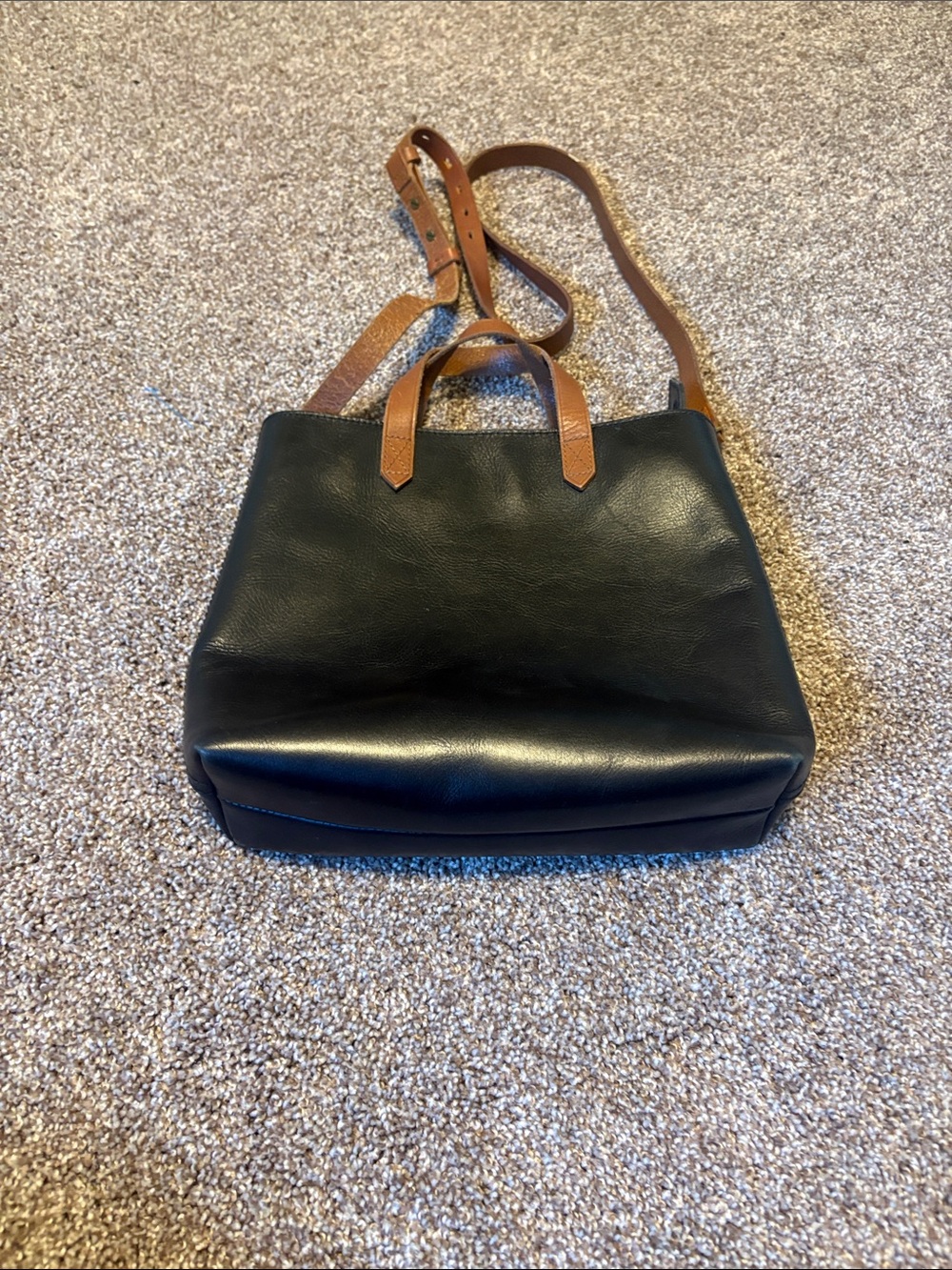 Madewell Black Tote with Brown Handles